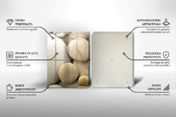 Kuchynská doska veľká zo skla Vzor oválnych kamienkov