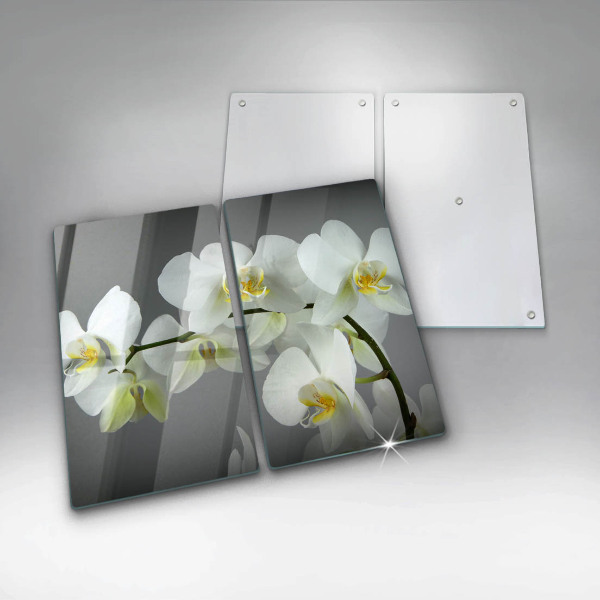 Kuchynská doska veľká zo skla Biele kvety orchideí