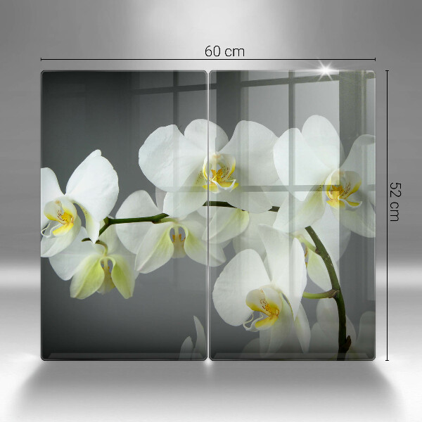 Kuchynská doska veľká zo skla Biele kvety orchideí