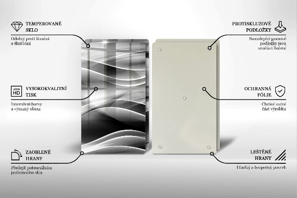 Kuchynská doska veľká zo skla Abstraktné línie dymu