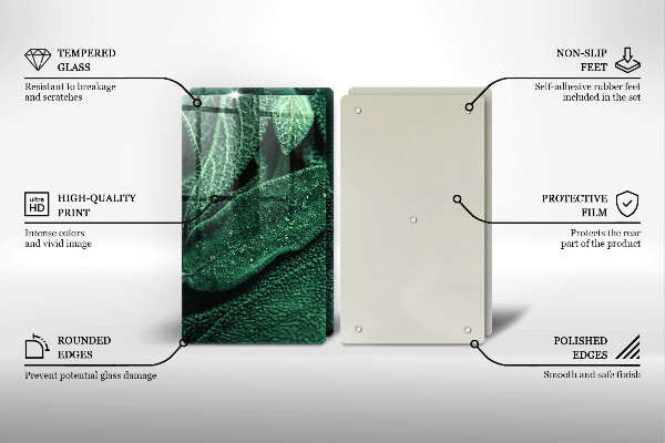 Kuchynská doska veľká zo skla Listy rastliny