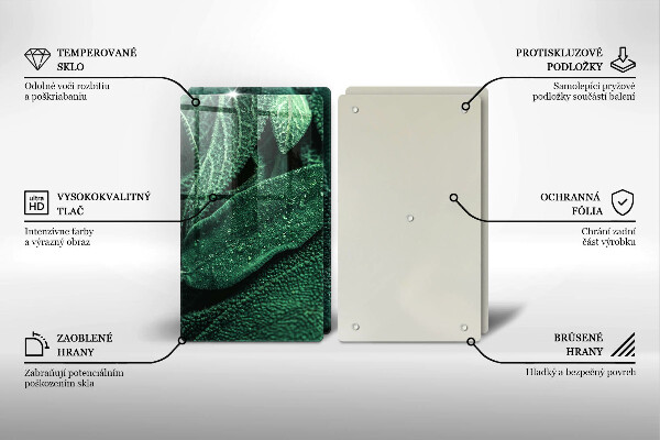 Kuchynská doska veľká zo skla Listy rastliny