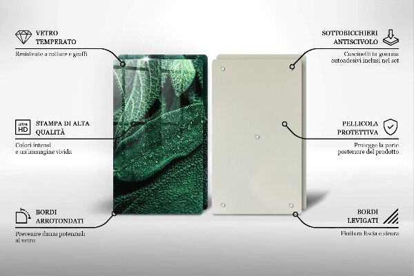 Kuchynská doska veľká zo skla Listy rastliny