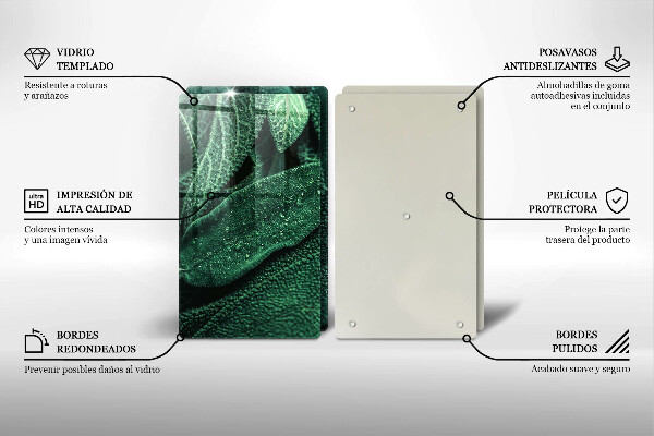 Kuchynská doska veľká zo skla Listy rastliny