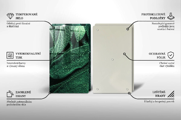 Kuchynská doska veľká zo skla Listy rastliny