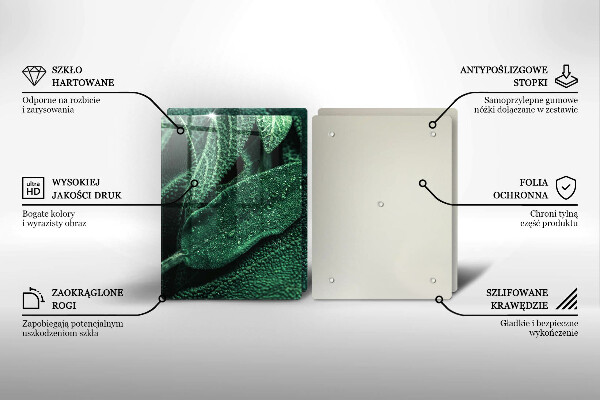 Kuchynská doska veľká zo skla Listy rastliny