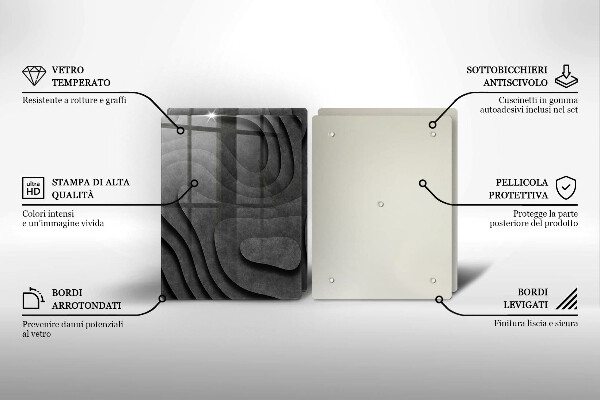 Kuchynská doska veľká zo skla 3D tvary kameňov