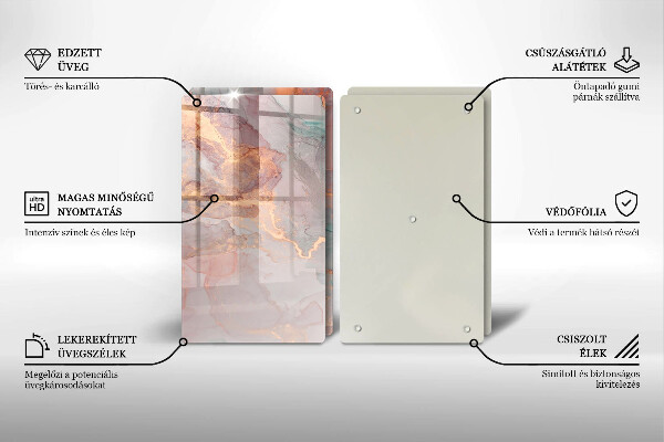 Kuchynská doska veľká zo skla Mramor so zlatom