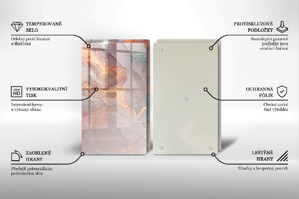 Kuchynská doska veľká zo skla Mramor so zlatom