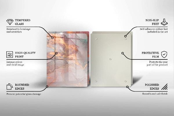 Kuchynská doska veľká zo skla Mramor so zlatom