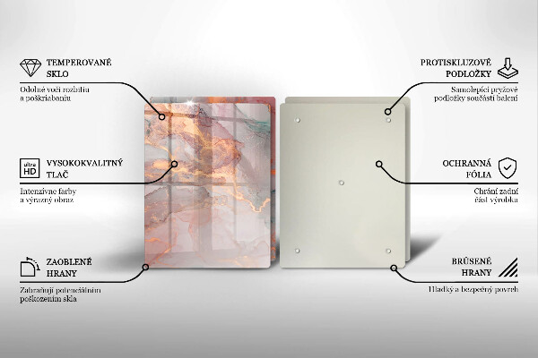 Kuchynská doska veľká zo skla Mramor so zlatom
