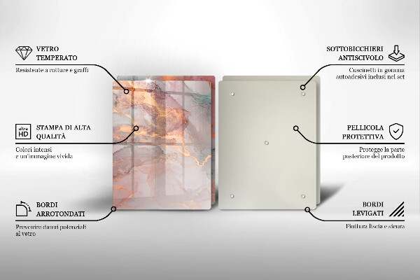 Kuchynská doska veľká zo skla Mramor so zlatom