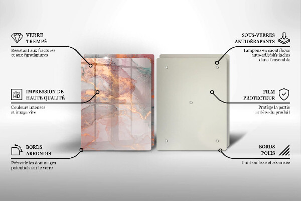 Kuchynská doska veľká zo skla Mramor so zlatom