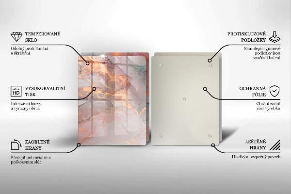 Kuchynská doska veľká zo skla Mramor so zlatom