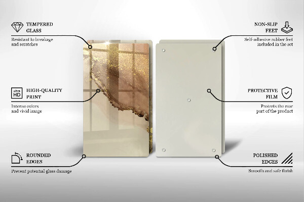 Sklenená doska na krájanie Zlatá abstrakcia