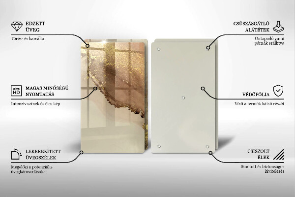 Sklenená doska na krájanie Zlatá abstrakcia