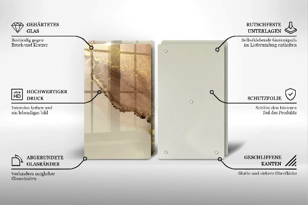 Sklenená doska na krájanie Zlatá abstrakcia