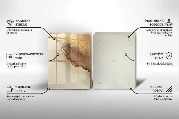 Sklenená doska na krájanie Zlatá abstrakcia
