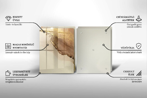 Sklenená doska na krájanie Zlatá abstrakcia