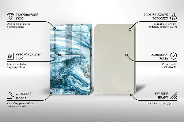 Sklenená doska na krájanie Štruktúra so zlatom