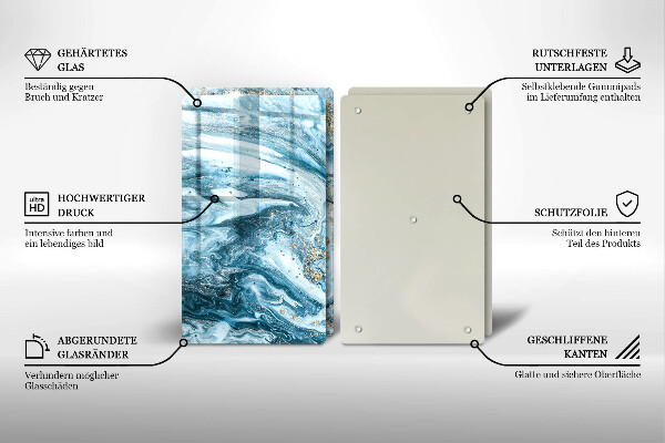 Sklenená doska na krájanie Štruktúra so zlatom