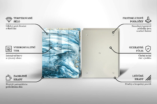 Sklenená doska na krájanie Štruktúra so zlatom