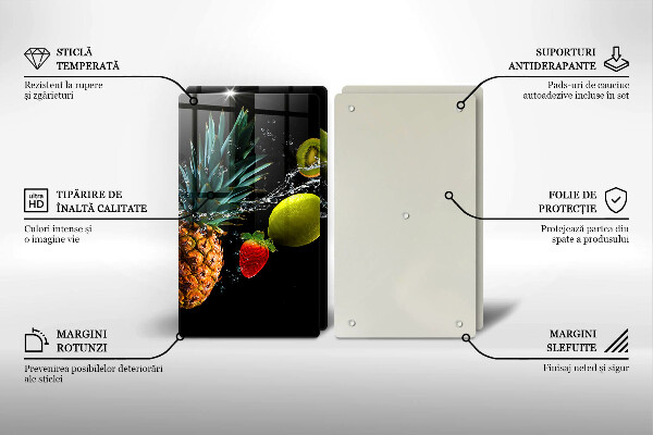 Kuchynská doska veľká zo skla Ovocie vo vode