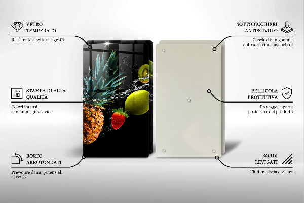 Kuchynská doska veľká zo skla Ovocie vo vode