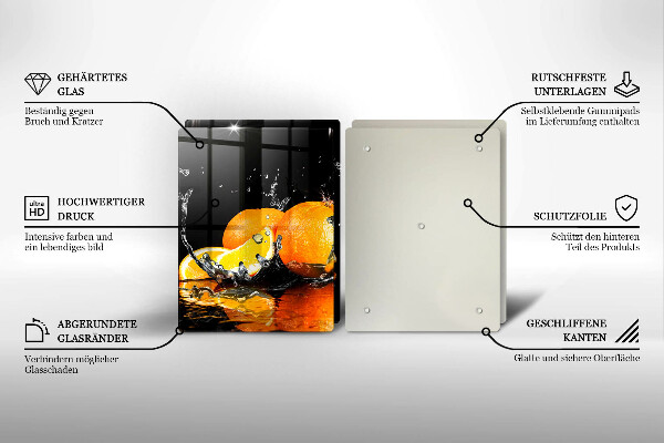 Kuchynská doska veľká zo skla Šťavnaté oranžové ovocie