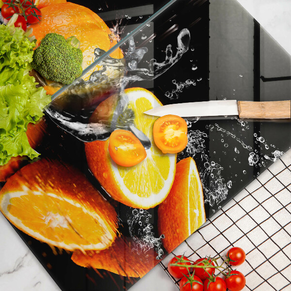 Kuchynská doska veľká zo skla Šťavnaté oranžové ovocie