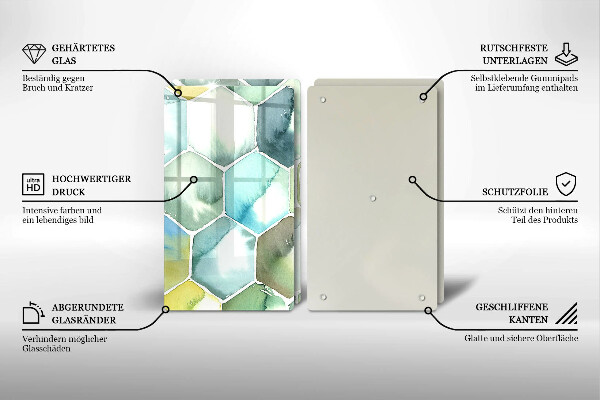 Sklenená doska na krájanie Akvarelové šesťuholníky