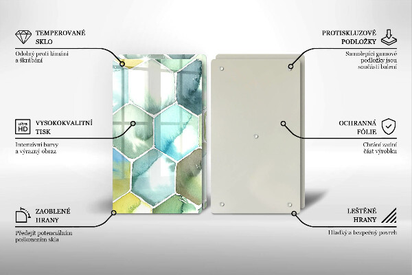 Sklenená doska na krájanie Akvarelové šesťuholníky