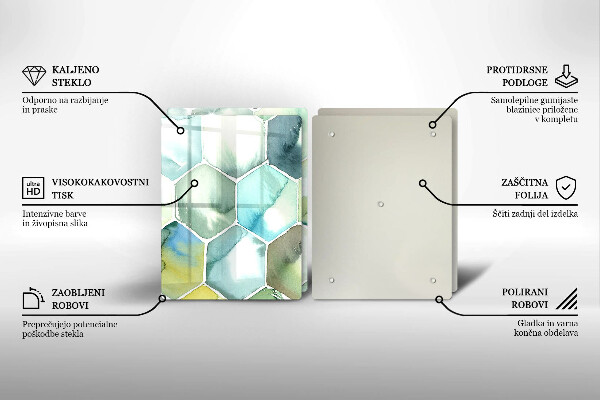 Sklenená doska na krájanie Akvarelové šesťuholníky