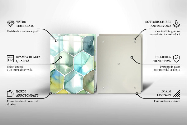Sklenená doska na krájanie Akvarelové šesťuholníky