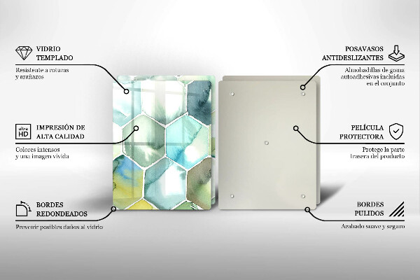 Sklenená doska na krájanie Akvarelové šesťuholníky