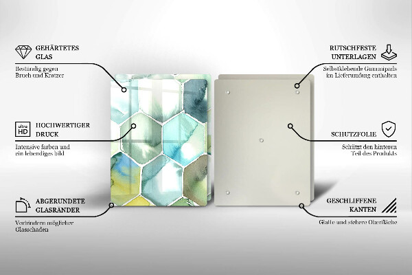 Sklenená doska na krájanie Akvarelové šesťuholníky