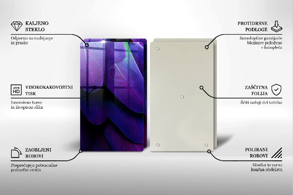 Sklenená doska na krájanie Neónové pierka