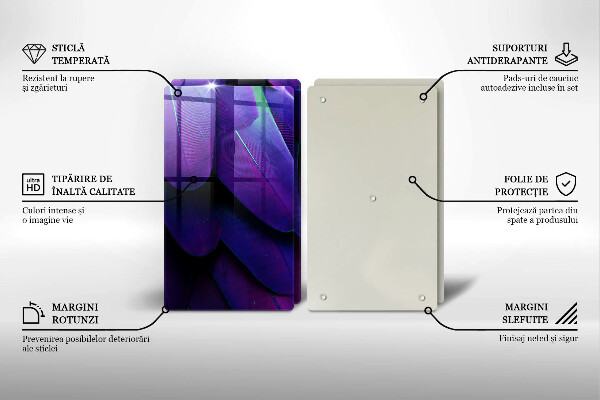 Sklenená doska na krájanie Neónové pierka