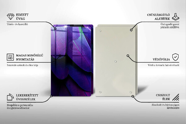 Sklenená doska na krájanie Neónové pierka