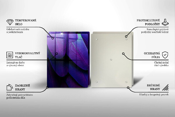 Sklenená doska na krájanie Neónové pierka