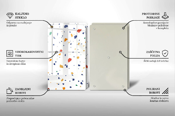 Sklenená doska na krájanie Farebná kamenina