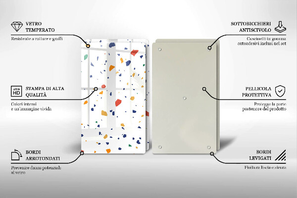 Sklenená doska na krájanie Farebná kamenina
