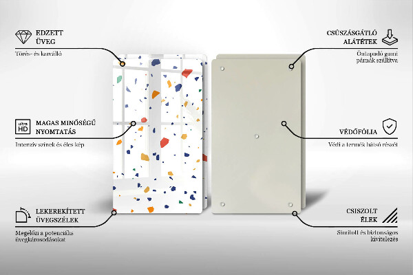 Sklenená doska na krájanie Farebná kamenina