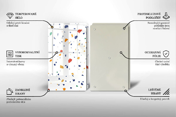Sklenená doska na krájanie Farebná kamenina