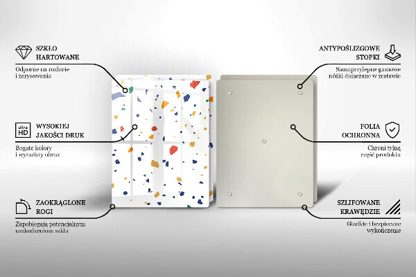 Sklenená doska na krájanie Farebná kamenina