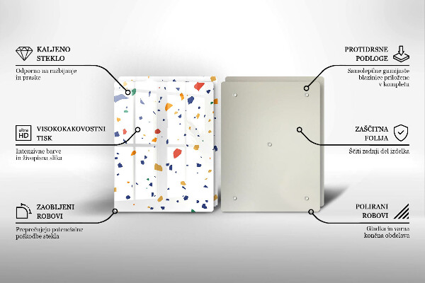 Sklenená doska na krájanie Farebná kamenina