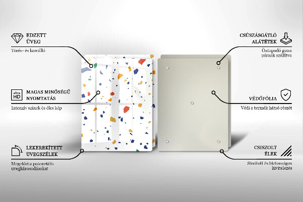 Sklenená doska na krájanie Farebná kamenina