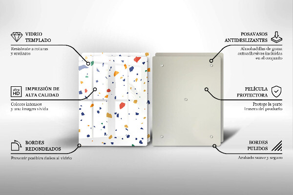 Sklenená doska na krájanie Farebná kamenina