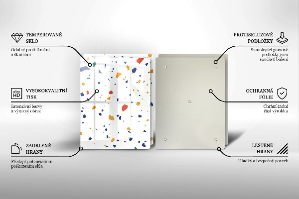 Sklenená doska na krájanie Farebná kamenina