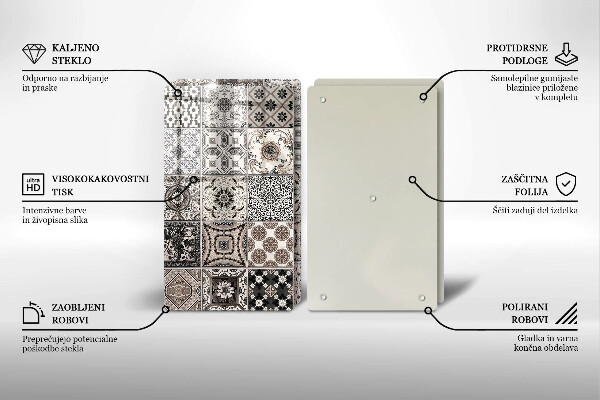 Kuchynská doska veľká zo skla Dekoratívne dlaždice